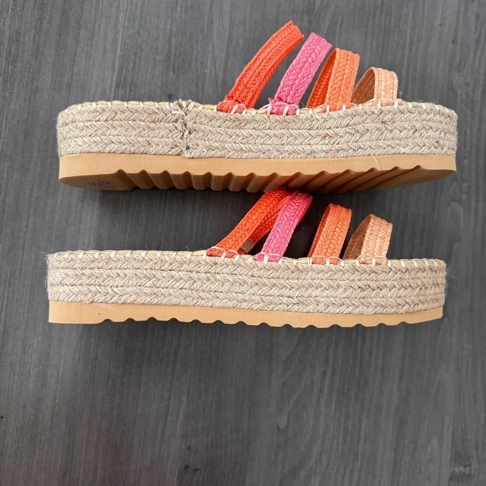 L Space Matisse raffia Gwen platform sandals multicolor NWT Size 9